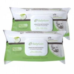 Babysoin – Lingettes Nettoyantes à L’huile D’Olive – Lot De 2 X 70 Lingettes