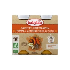 Carotte, Potimarron, Pomme Et Canard Fermier Du Poitou Bio – Boîte De 2 Pots De 200 G