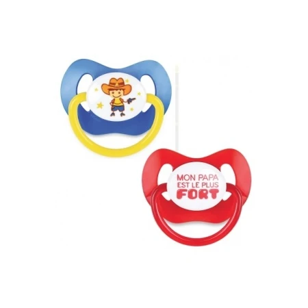 Sucettes Physiologiques + 18 Mois – Lot De 2 Sucettes “papa & Cowboy” 1 Sucettes Physiologiques + 18 Mois – Lot De 2 Sucettes “papa & Cowboy”